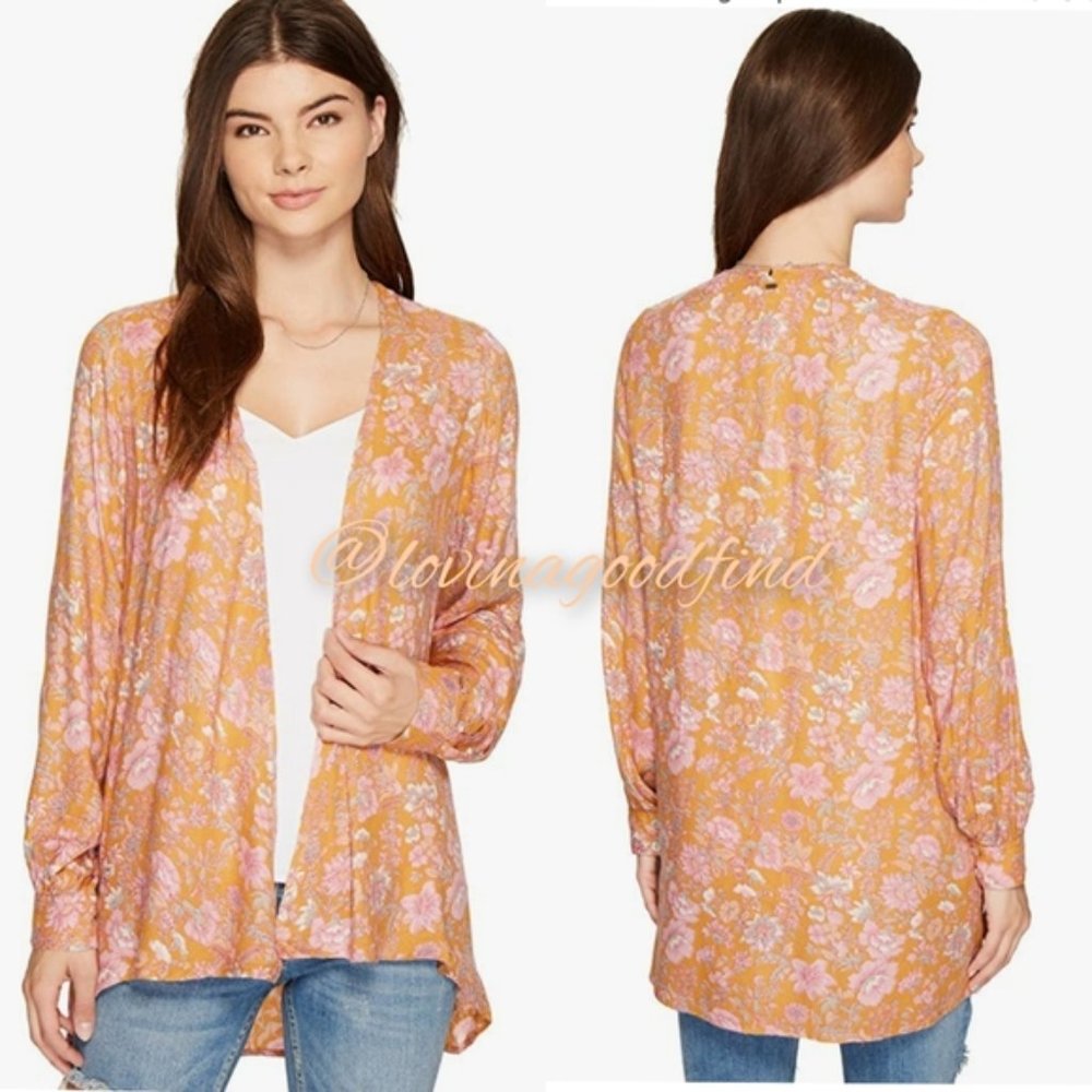 O’Neill Orange Floral Long Sleeve Kimono/ Coverup EUC sz OSFM - Picture 12 of 12